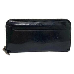 Auth COACH Modern water buffalo leather accordion wallet 74972 Black Leather -